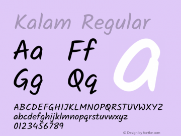 Kalam Version 2.001;PS 1.0;hotconv 1.0.79;makeotf.lib2.5.61930; ttfautohint (v1.3) Font Sample