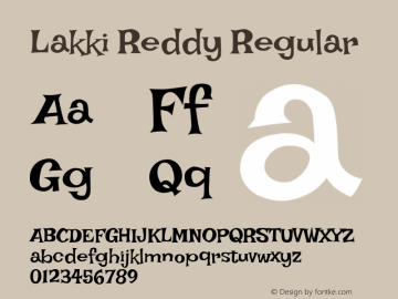 Lakki Reddy Version 1.0.4; ttfautohint (v1.2.42-39fb) Font Sample
