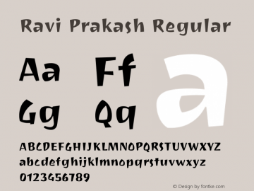 Ravi Prakash Version 1.0.4; ttfautohint (v1.2.42-39fb) Font Sample