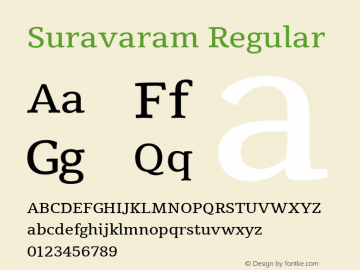 Suravaram Version 1.0.4; ttfautohint (v1.2.42-39fb) Font Sample