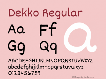 Dekko Version 2.001 Font Sample