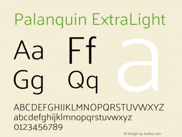 Palanquin ExtraLight Version 1.001 Font Sample