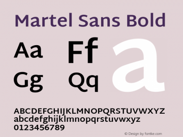 Martel Sans Bold Version 1.002; ttfautohint (v1.1) -l 5 -r 5 -G 72 -x 0 -D latn -f none -w gGD -W -c Font Sample