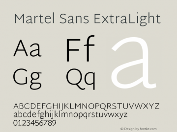 Martel Sans ExtraLight Version 1.002; ttfautohint (v1.1) -l 5 -r 5 -G 72 -x 0 -D latn -f none -w gGD -W -c Font Sample