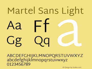 Martel Sans Light Version 1.002; ttfautohint (v1.1) -l 5 -r 5 -G 72 -x 0 -D latn -f none -w gGD -W -c Font Sample