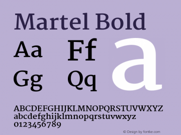 Martel Bold Version 1.001; ttfautohint (v1.1) -l 5 -r 5 -G 72 -x 0 -D latn -f none -w gGD -W -c图片样张