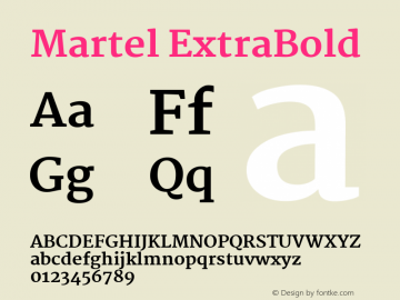 Martel ExtraBold Version 1.001; ttfautohint (v1.1) -l 5 -r 5 -G 72 -x 0 -D latn -f none -w gGD -W -c Font Sample
