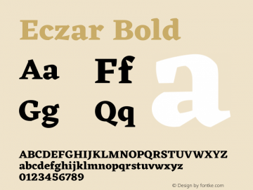 Eczar Bold Version 1.103;PS Version 1.000;hotconv 1.0.70;makeotf.lib2.5.5900; ttfautohint (v1.3) Font Sample