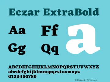 Eczar ExtraBold Version 1.103;PS Version 1.000;hotconv 1.0.70;makeotf.lib2.5.5900; ttfautohint (v1.3)图片样张