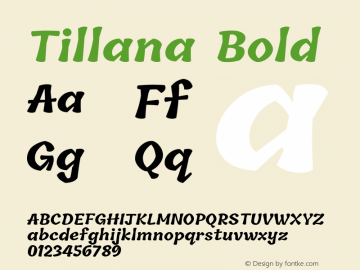 Tillana Bold Version 2.003;PS 1.0;hotconv 1.0.79;makeotf.lib2.5.61930; ttfautohint (v1.2.42-39fb)图片样张