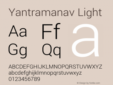 Yantramanav Light Version 1.001;PS 1.0;hotconv 1.0.72;makeotf.lib2.5.5900; ttfautohint (v1.3) Font Sample