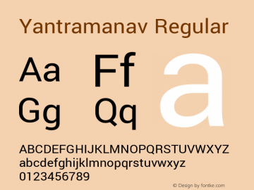 Yantramanav Regular Version 1.001;PS 1.0;hotconv 1.0.72;makeotf.lib2.5.5900; ttfautohint (v1.3) Font Sample