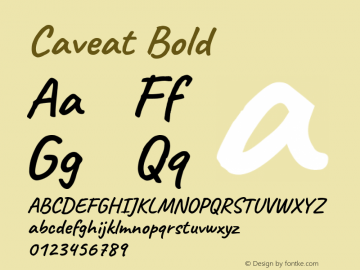 Caveat Bold Version 1.500; ttfautohint (v1.6) Font Sample