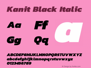 Kanit Black Italic Version 1.002 Font Sample