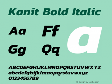 Kanit Bold Italic Version 1.002 Font Sample