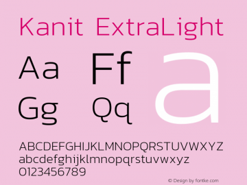 Kanit ExtraLight Version 1.002 Font Sample