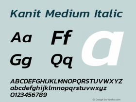 Kanit Medium Italic Version 1.002图片样张