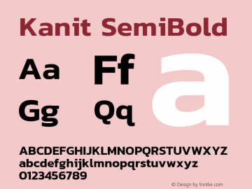 Kanit SemiBold Version 1.002 Font Sample
