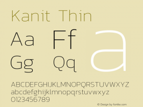 Kanit Thin Version 1.002图片样张