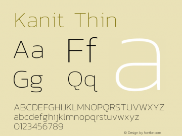 Kanit Thin Version 1.002 Font Sample