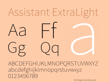 Assistant-ExtraLight Version 2.001 Font Sample