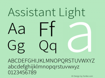 Assistant-Light Version 2.001 Font Sample