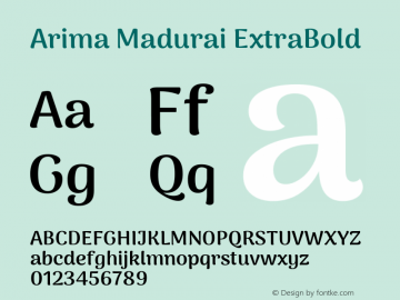 ArimaMadurai-ExtraBold Version 1.019 Font Sample