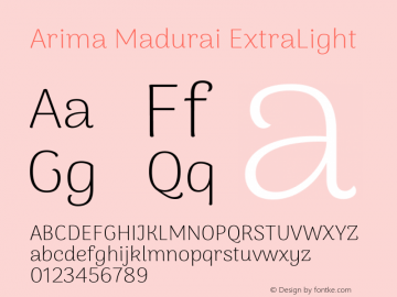 ArimaMadurai-ExtraLight Version 1.019 Font Sample