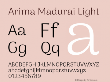 ArimaMadurai-Light Version 1.019 Font Sample