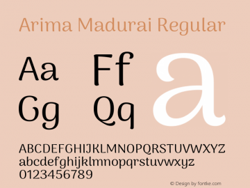 ArimaMadurai-Regular Version 1.019 Font Sample