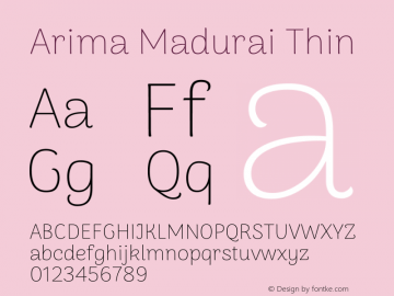 ArimaMadurai-Thin Version 1.019; ttfautohint (v1.5) -l 7 -r 28 -G 50 -x 13 -D latn -f none -w G -X 