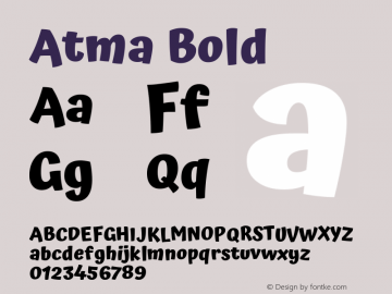 Atma Bold Version 1.102;PS 1.100;hotconv 1.0.86;makeotf.lib2.5.63406 Font Sample
