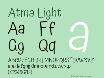 Atma Light Version 1.102;PS 1.100;hotconv 1.0.86;makeotf.lib2.5.63406 Font Sample