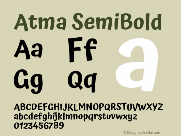 Atma SemiBold Version 1.102;PS 1.100;hotconv 1.0.86;makeotf.lib2.5.63406图片样张