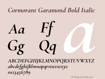 Cormorant Garamond Bold Italic Version 3.303 Font Sample