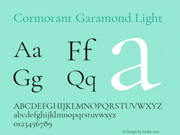 Cormorant Garamond Light Version 3.303 Font Sample