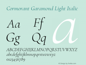 Cormorant Garamond Light Italic Version 3.303图片样张