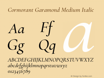 Cormorant Garamond Medium Italic Version 3.303图片样张