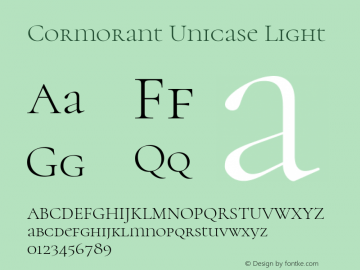 Cormorant Unicase Light Version 3.303 Font Sample