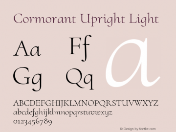 Cormorant Upright Light Version 3.302 Font Sample