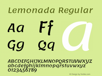 Lemonada-Regular Version 3.006 Font Sample