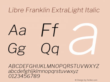 Libre Franklin ExtraLight Italic Version 1.002; ttfautohint (v1.5) Font Sample