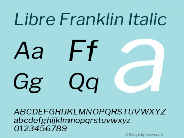 Libre Franklin Italic Version 1.002; ttfautohint (v1.5) Font Sample