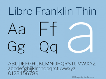 LibreFranklin-Thin Version 1.002; ttfautohint (v1.5) Font Sample