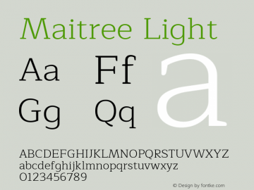 Maitree-Light Version 1.000 Font Sample