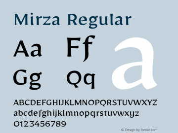 Mirza Regular Version 1.0010g Font Sample