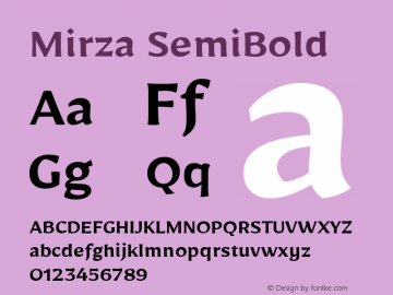 Mirza SemiBold Version 1.0010g Font Sample