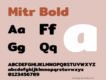 Mitr Bold Version 1.003 Font Sample