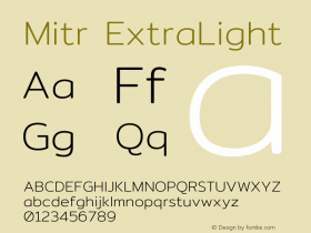 Mitr ExtraLight Version 1.001 Font Sample