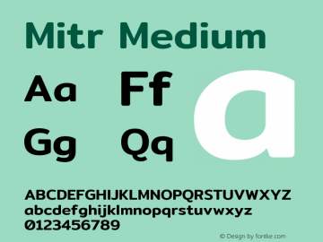 Mitr Medium Version 1.003 Font Sample